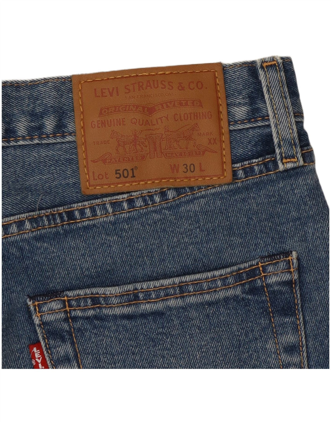 Pantaloni scurți din blugi pentru bărbați LEVI'S 501 W30, bumbac albastru mediu