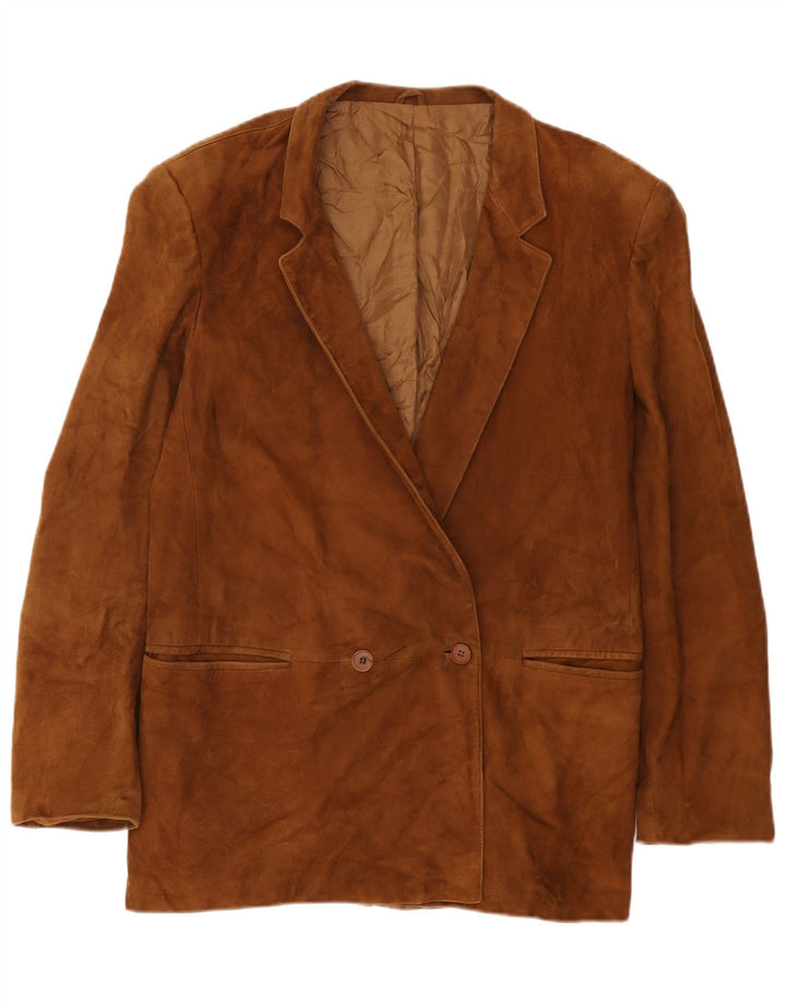 Jachetă de damă vintage din piele intoarsa dublu piept IT 50 XL din piele bej