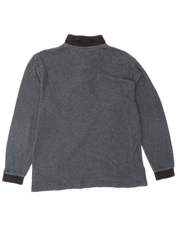 LOUIS FERAUD Tricou polo cu mânecă lungă pentru bărbați, bumbac gri mediu