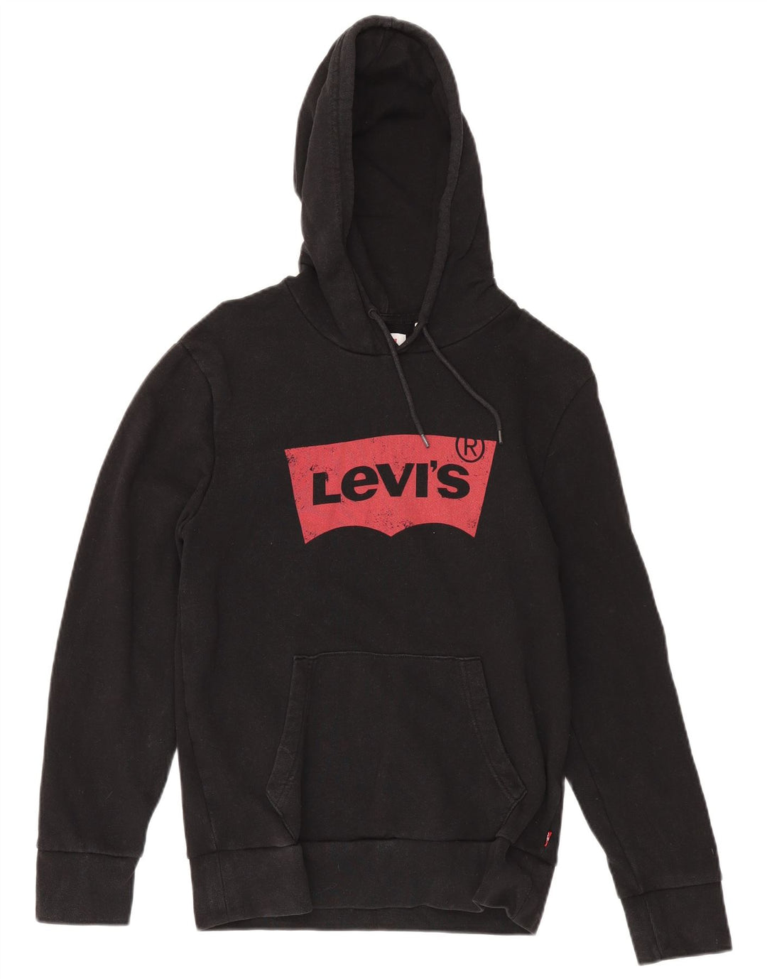 LEVI'S Mens Graphic Hoodie Jumper Small Black Cotton Classic