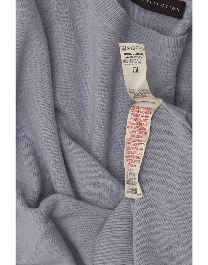 Pulover pentru femei Marks & Spencer cu decolteu triplu UK 14 Medium Blue Acrylic