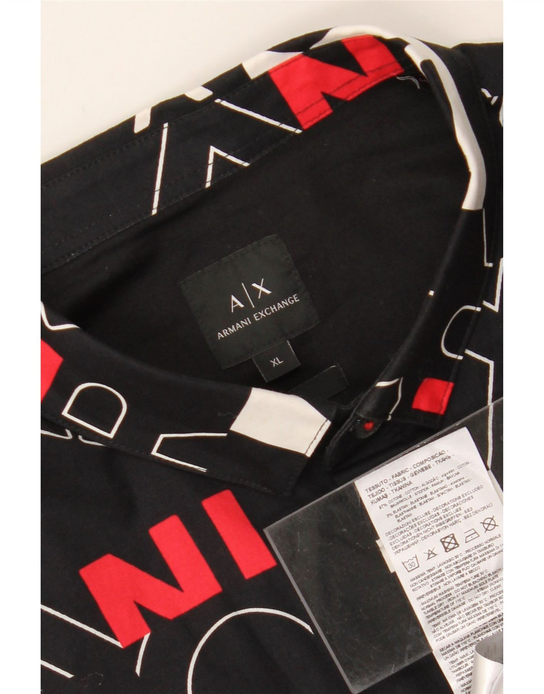 ARMANI EXCHANGE Cămașă Grafică pentru bărbați cu model abstract XL bumbac negru