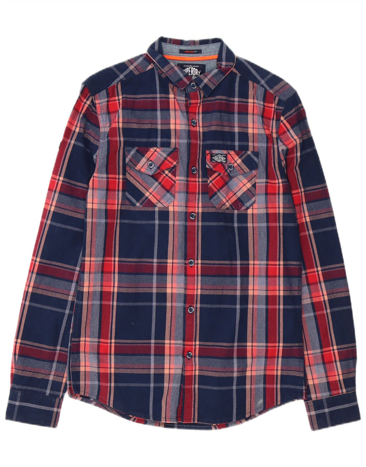 Cămașă pentru bărbați Superdry XS bleumarin din bumbac cu carouri