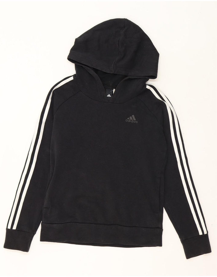 ADIDAS Boys Hoodie Jumper 11-12 Years Black Vintage Adidas and Second-Hand Adidas from Messina Hembry 