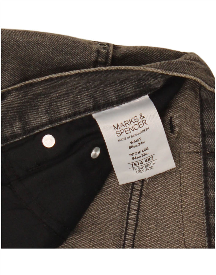 Blugi drepți pentru bărbați Marks & Spencer Blue Harbour W34 L26 bumbac gri