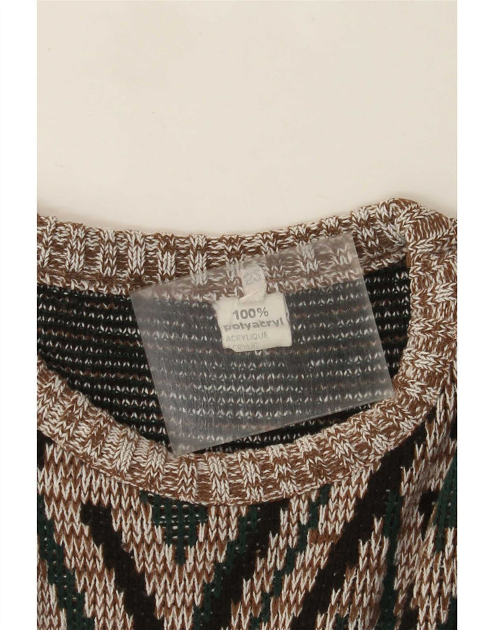 Pulover vintage pentru bărbați cu gât roșu IT 52 mare multicolor geometric