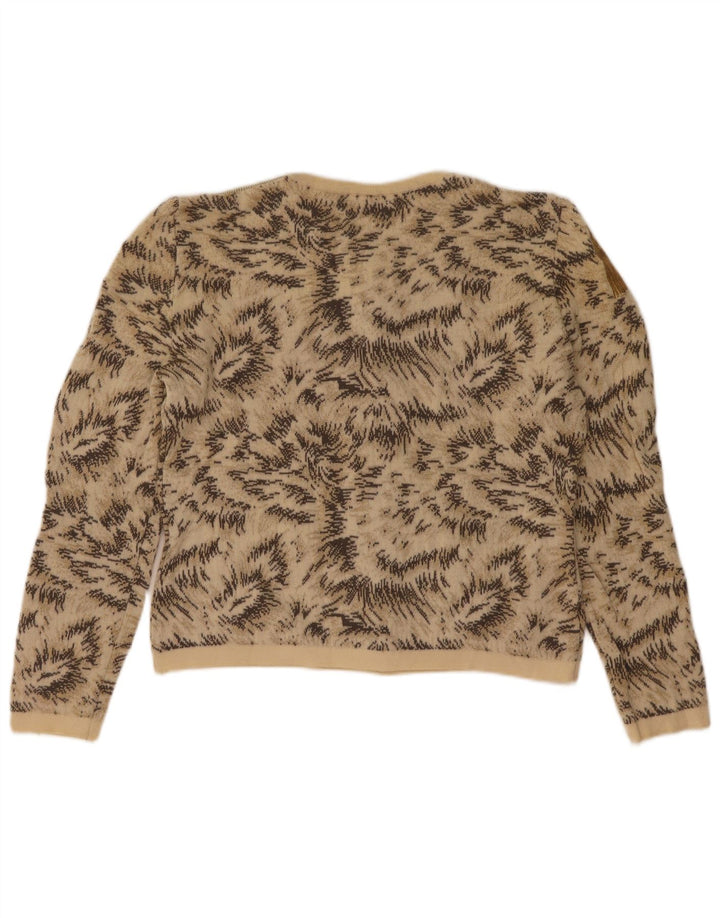 Pulover cardigan cu model abstract Roccobarocco UK 8 Mic Bej
