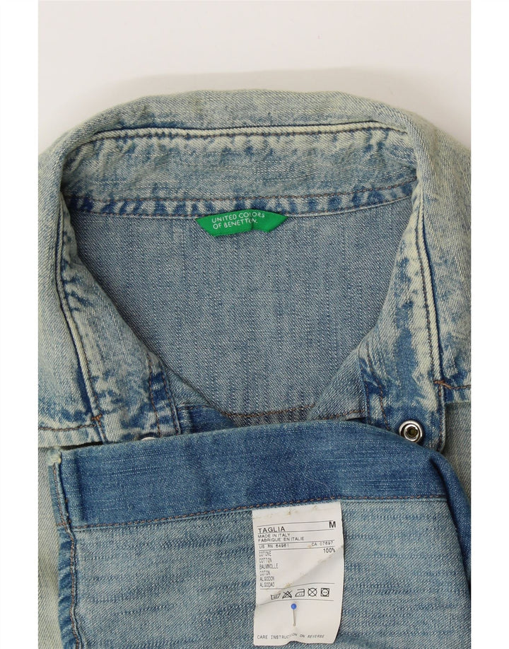 Cămașă din denim pentru bărbați BENETTON, din bumbac albastru mediu