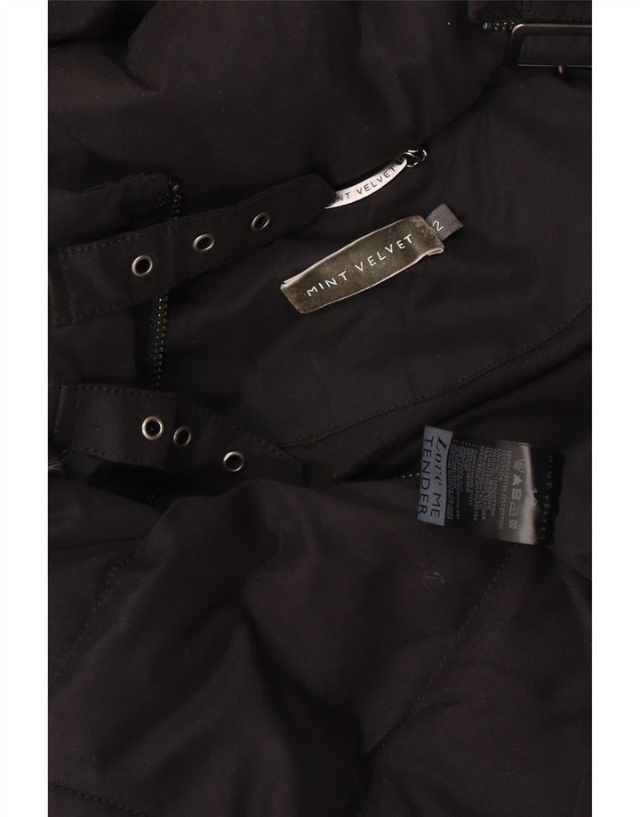 MINT VELVET Gilet căptușit cu glugă pentru femei UK 12 Poliester mediu negru