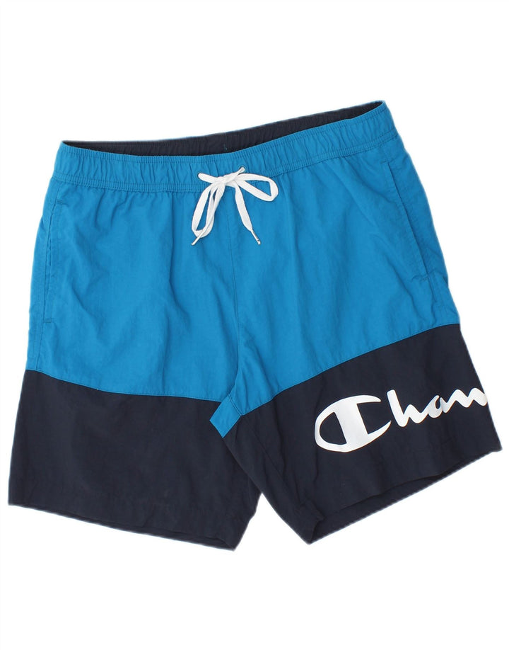 Pantaloni scurți de înot grafic pentru bărbați Champion, albastru mediu, color block