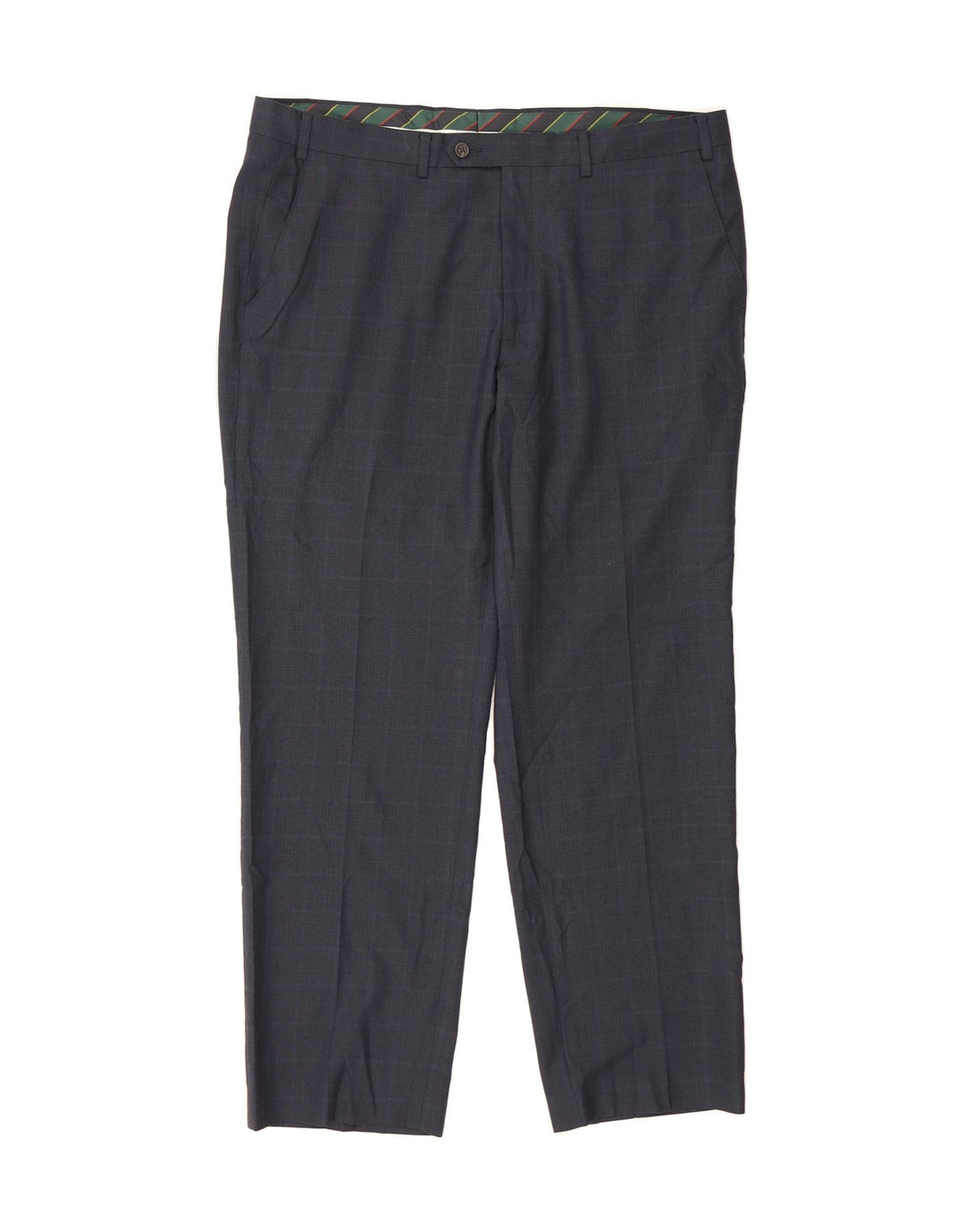 CHAPS Mens Straight Suit Trousers W36 L30 Navy Blue Check Polyester Vintage Chaps and Second-Hand Chaps from Messina Hembry 