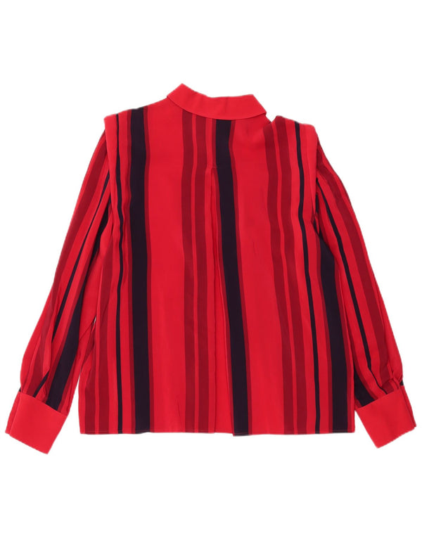 Bluză de cămașă vintage pentru femei UK 14, mare, roșie, cu dungi