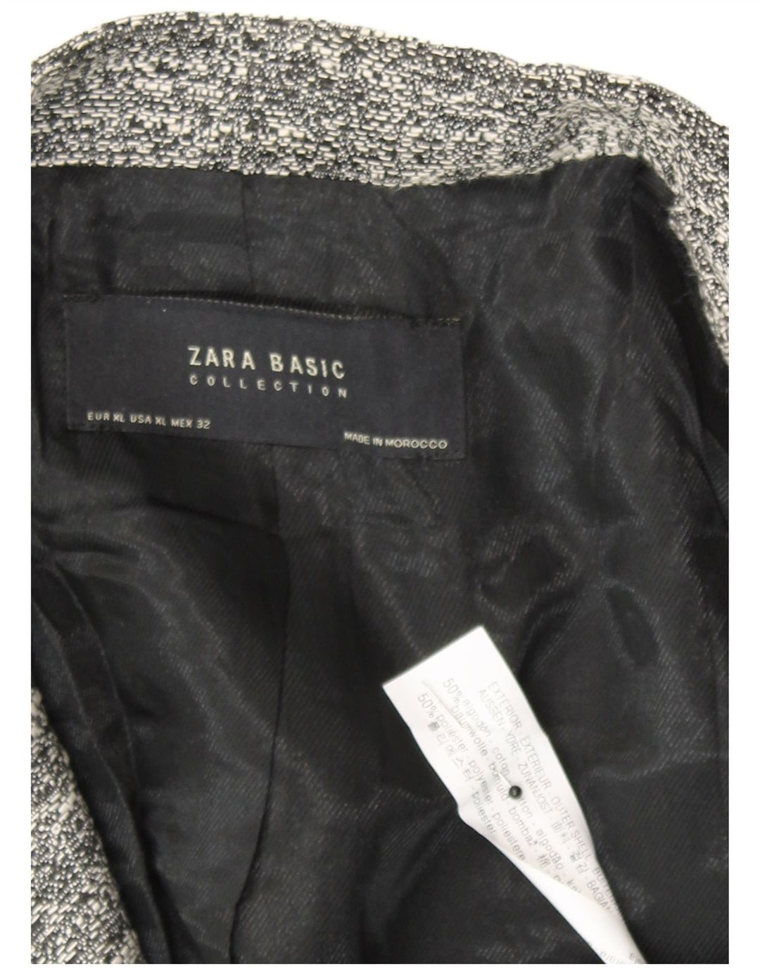 Pardesiu pentru femei Zara UK 18 XL, bumbac cu pete gri