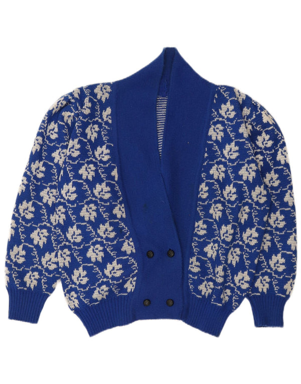 Pulover Cardigan Vintage pentru femei UK 18 XL Albastru Floral
