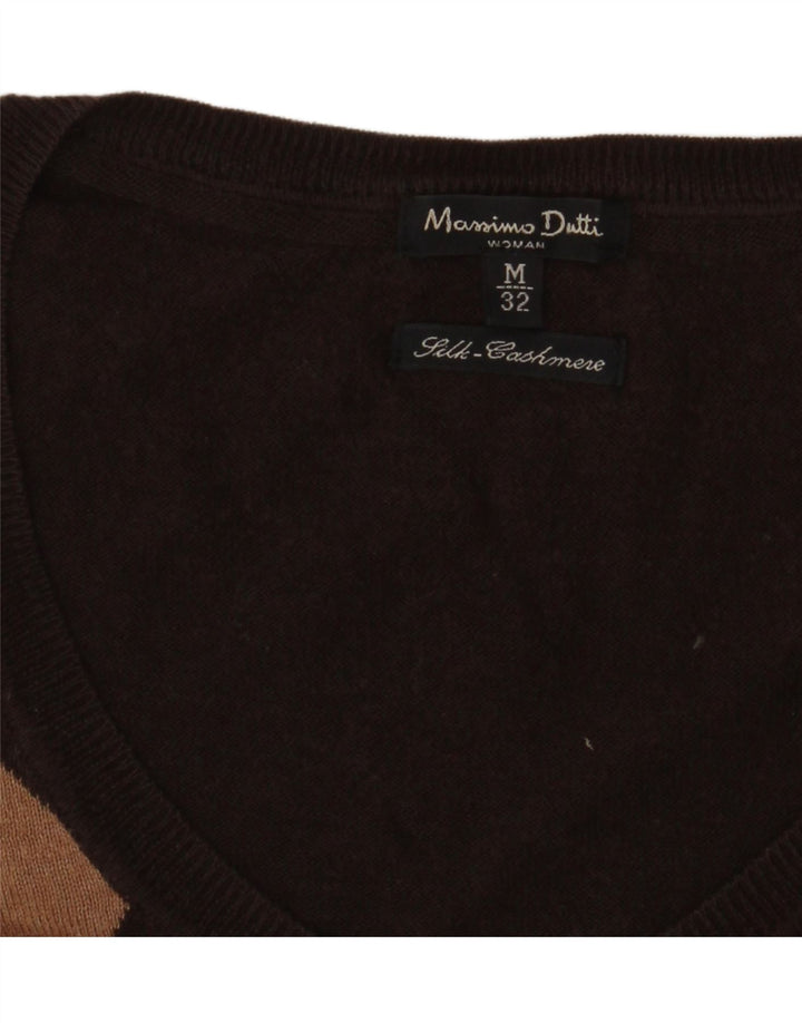 Pulover cu decolteu în V Massimo Dutti pentru femei UK 14 maro mediu