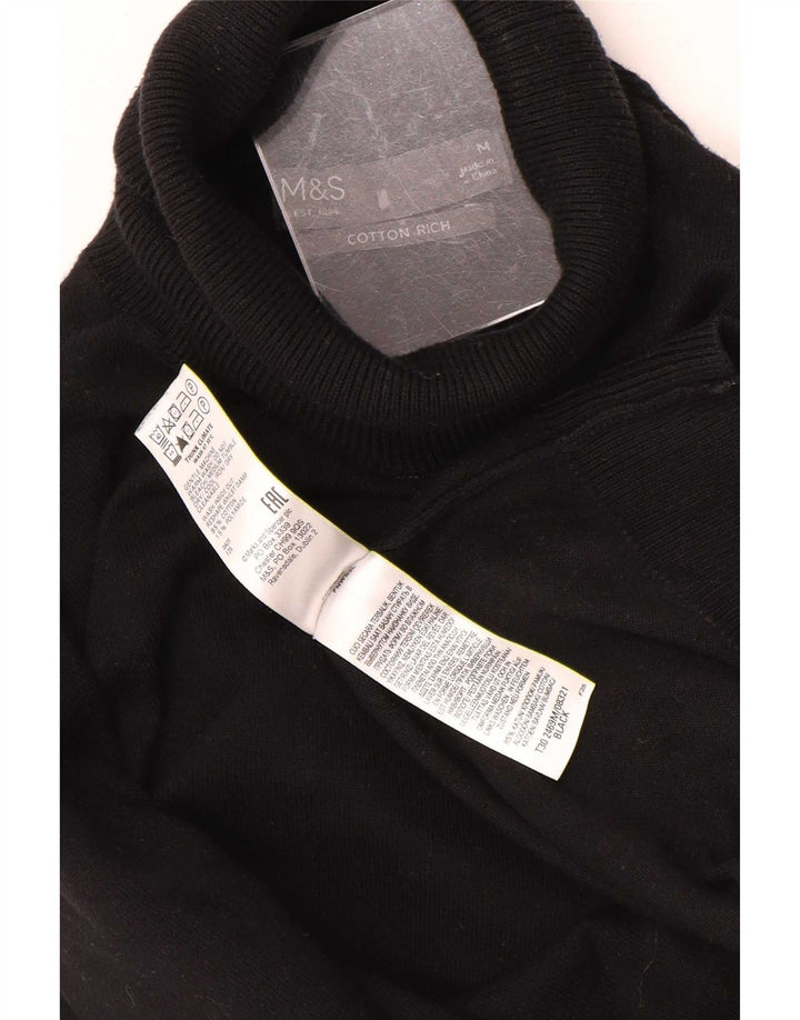 Pulover pentru bărbați Marks & Spencer cu gât rulat, bumbac mediu negru