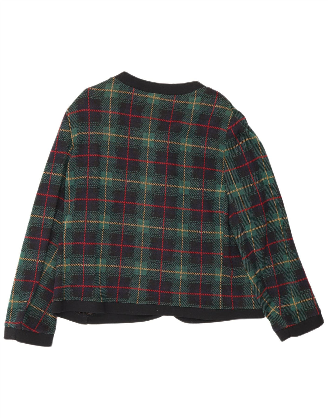 Jachetă Blazer Femei Les Lunis cu 5 nasturi UK 14 Lână verde medie cu carouri