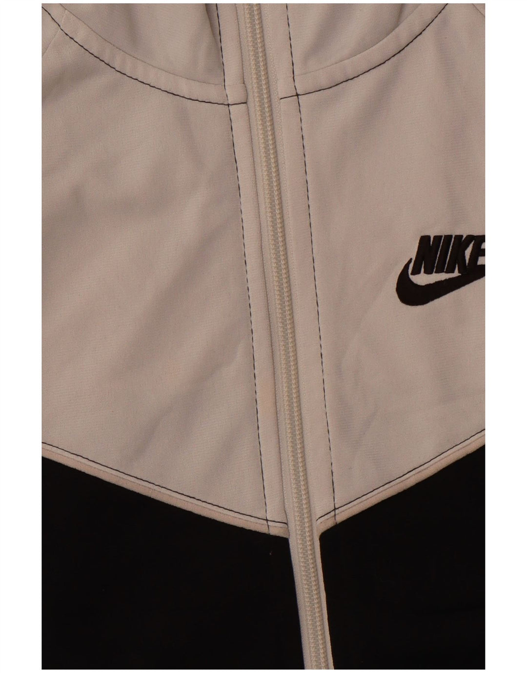 Pulover NIKE pentru femei, cu fermoar, UK 6 XS, poliester color bloc alb