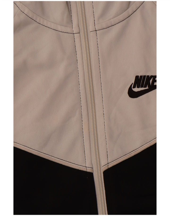 Pulover NIKE pentru femei, cu fermoar, UK 6 XS, poliester color bloc alb