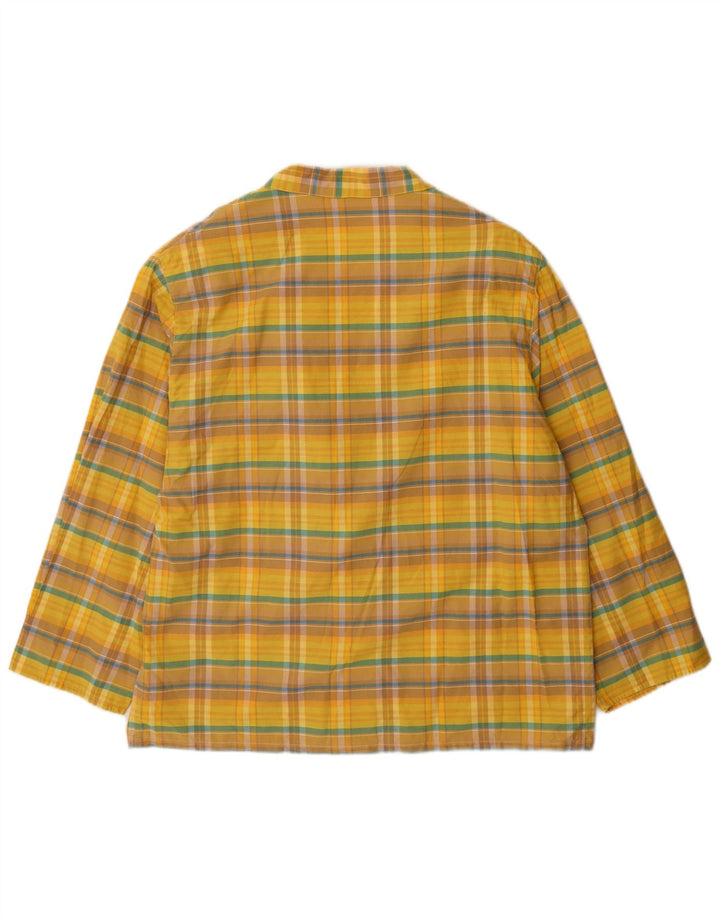 Jachetă vintage pentru femei cu 2 nasturi, blazer supradimensionat UK 14 Medium Yellow Check