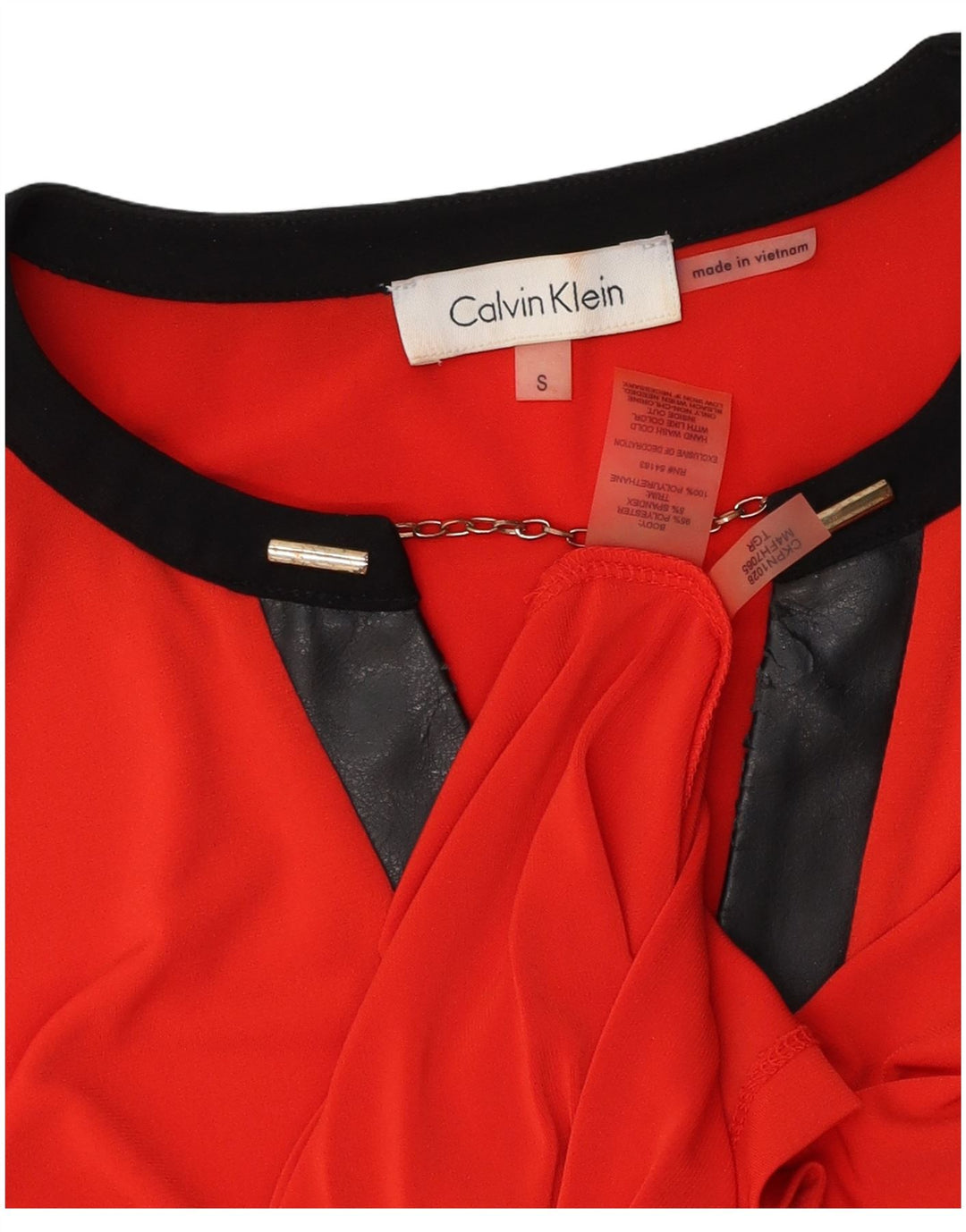 Bluză Calvin Klein Femei Top UK 10 Small Red Colorblock Poliester