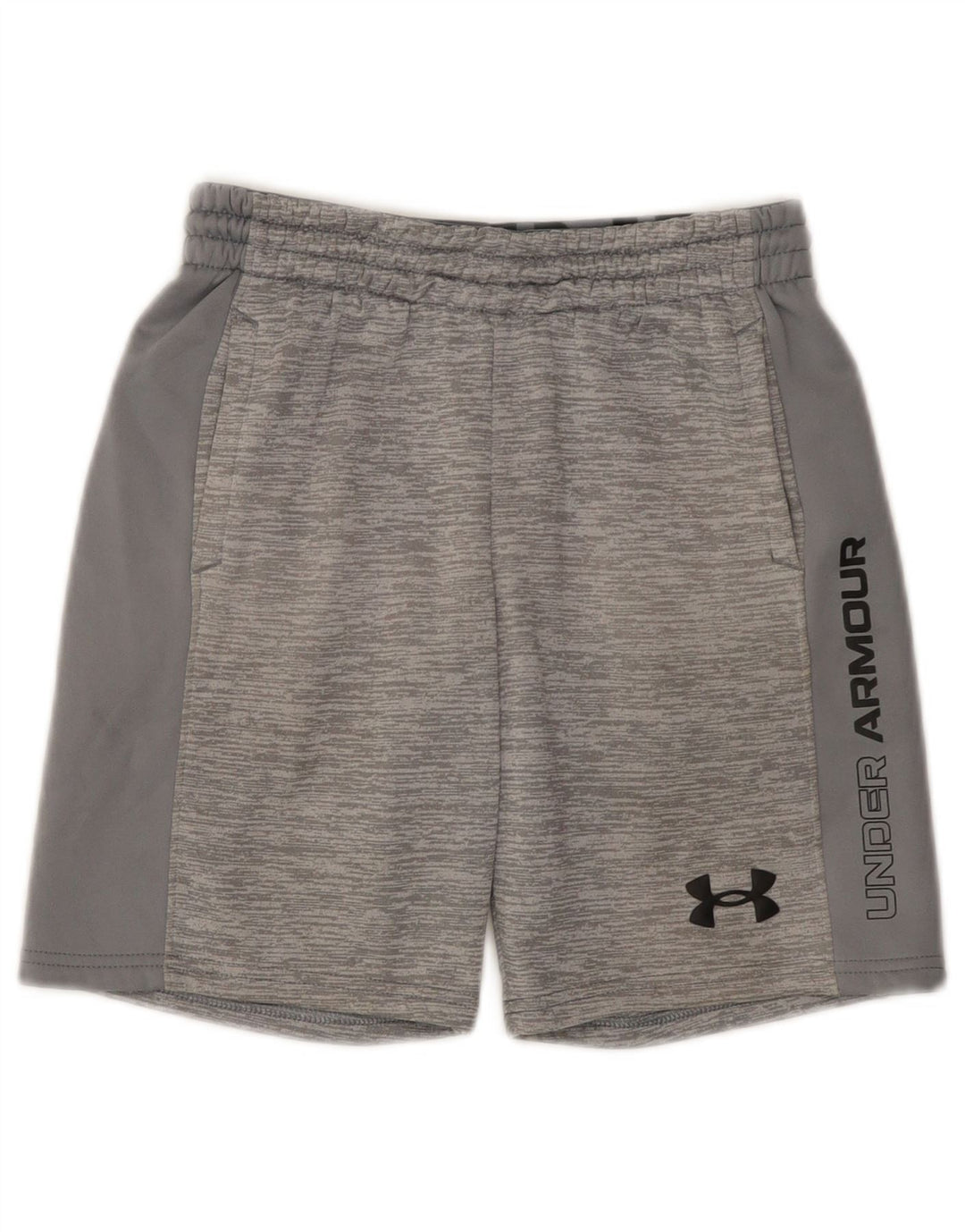 Pantaloni scurți sport grafic Under Armour pentru băieți, 9-10 ani, gri mediu pete