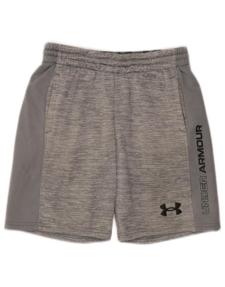 Pantaloni scurți sport grafic Under Armour pentru băieți, 9-10 ani, gri mediu pete