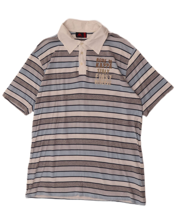 Tricou polo grafic rugby pentru bărbați Kappa 2XL, bumbac cu dungi multicolore