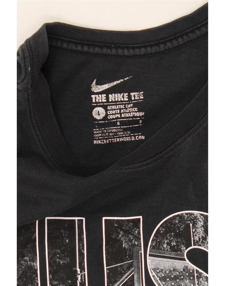 NIKE Mens Athletic Cut Graphic T-Shirt Top Large Navy Blue Vintage Nike and Second-Hand Nike from Messina Hembry 