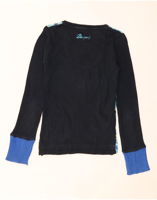 Top pentru femei Desigual cu mânecă lungă UK 6 XS Bleumarin Floral