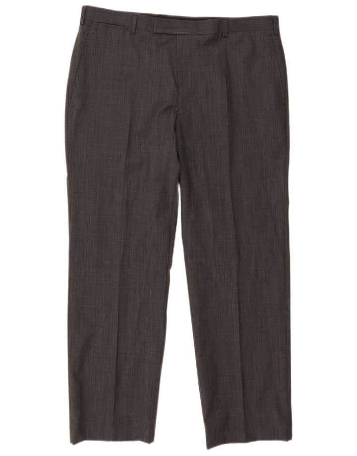 Pantaloni de costum drept bărbați Marks & Spencer Autograph L38 L31 Lână gri