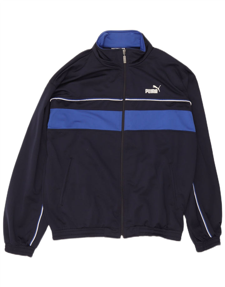 Jachetă de trening Puma pentru bărbați, poliester color bloc, albastru marin mediu