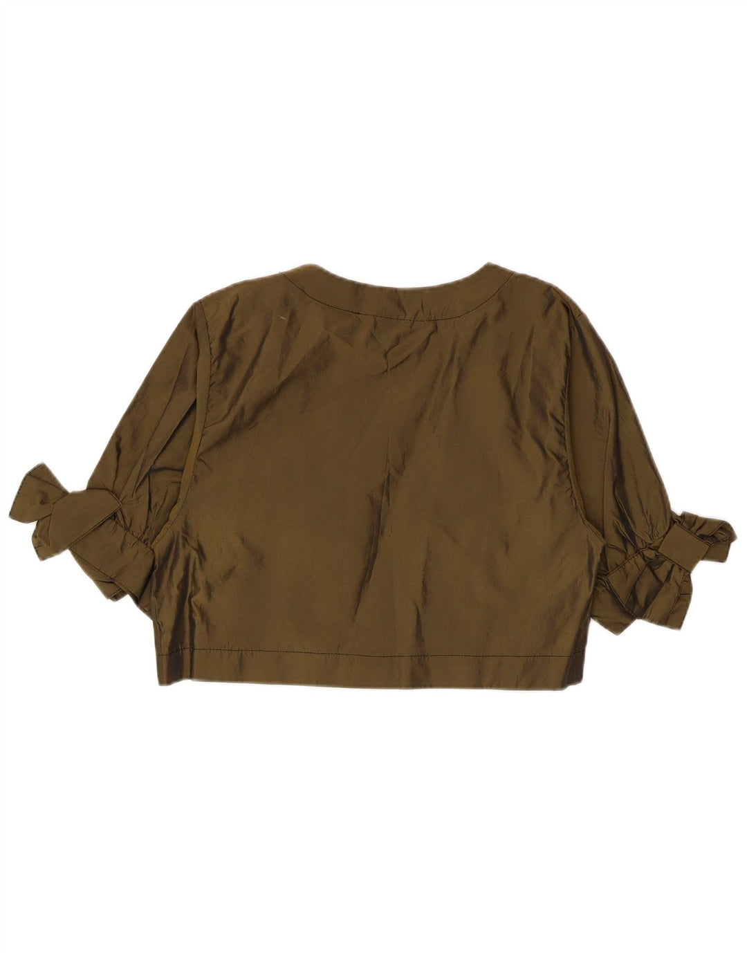 Top bolero vintage pentru femei cu mâneci jumătate UK 14 Poliester kaki mediu