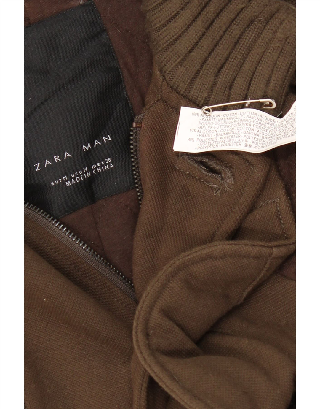 Jachetă de vânt pentru bărbați Zara UK 38 Medium Khaki Bumbac