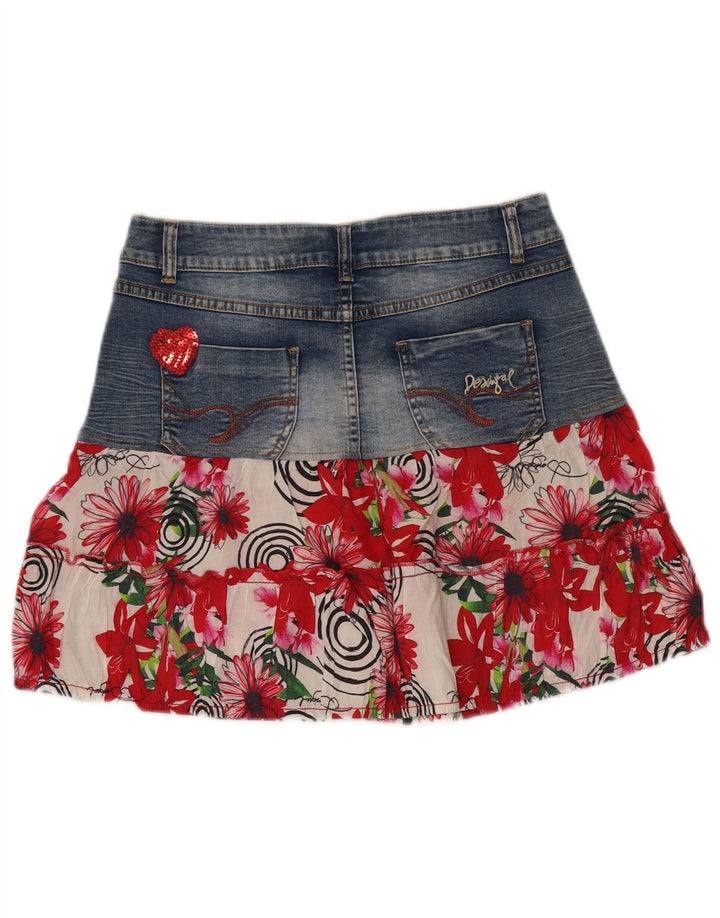 Fusta Desigual Femei Denim EU 38 Medium W30 Poliester Floral Albastru
