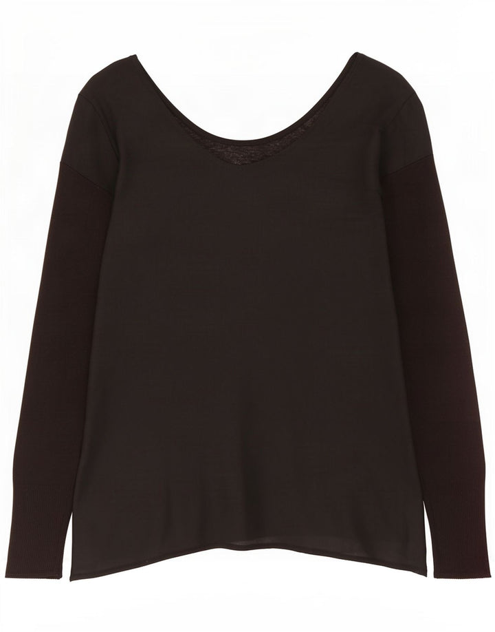 Vintage Top pentru femei cu mânecă lungă UK 12 Medium Black