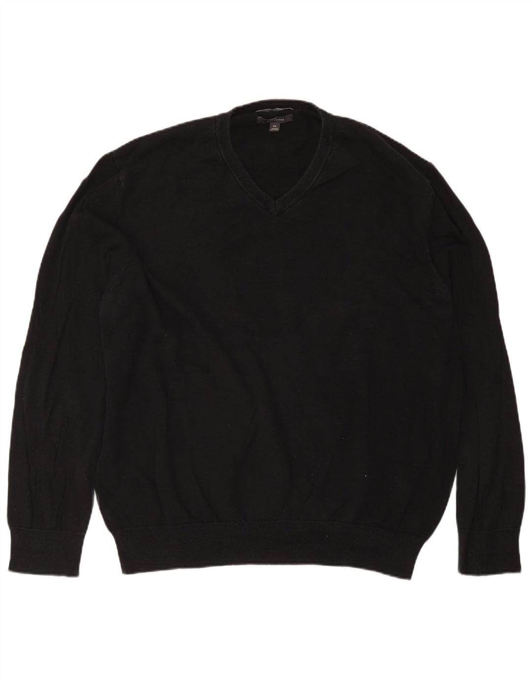 Pulover cu decolteu în V pentru bărbați Marks & Spencer, bumbac negru 2XL