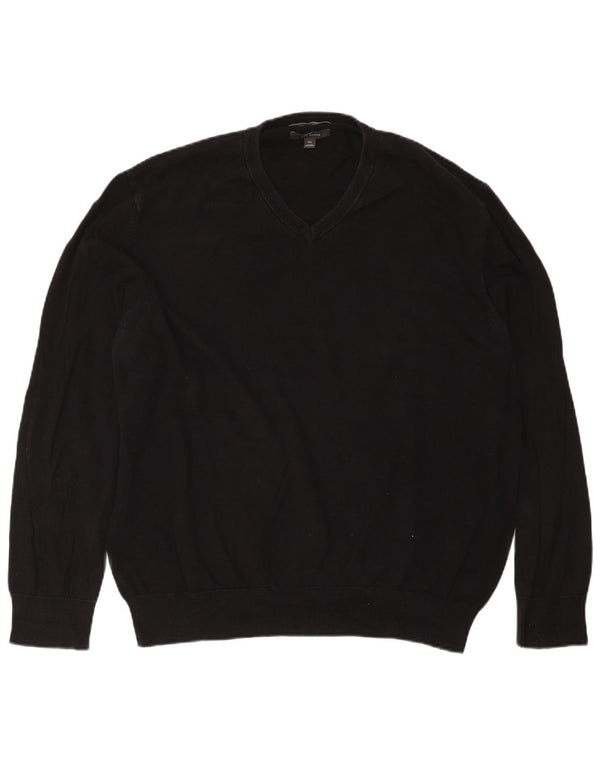 Pulover cu decolteu în V pentru bărbați Marks & Spencer, bumbac negru 2XL