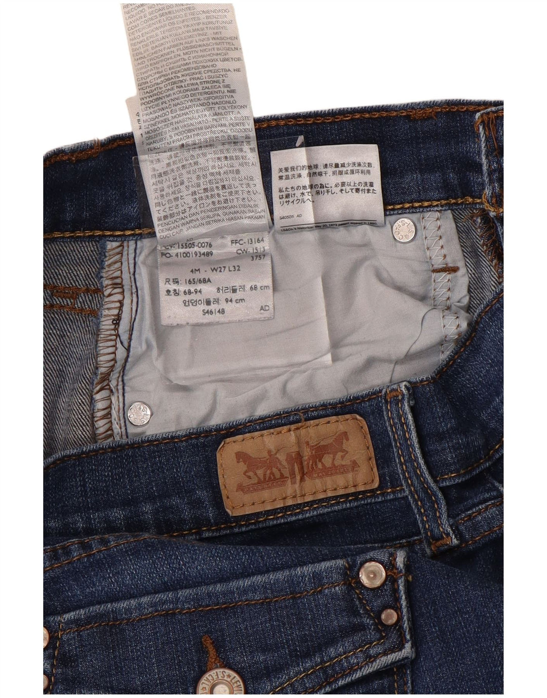 LEVI'S Blugi drepti 505 pentru femei US 4 Small W27 L32 Blue Bumbac