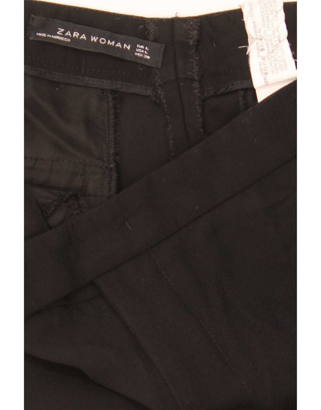 Pantaloni de damă Zara Casual Flare Mari L32 L32 Poliester negru