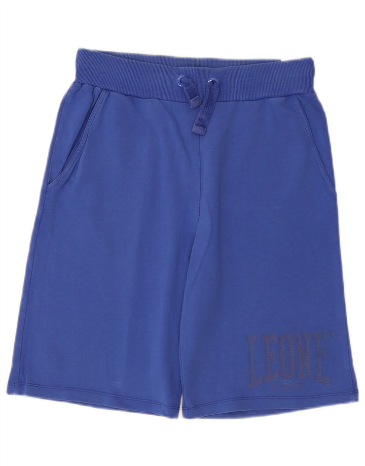 Pantaloni scurți sport grafic Leone pentru bărbați, bumbac albastru mediu