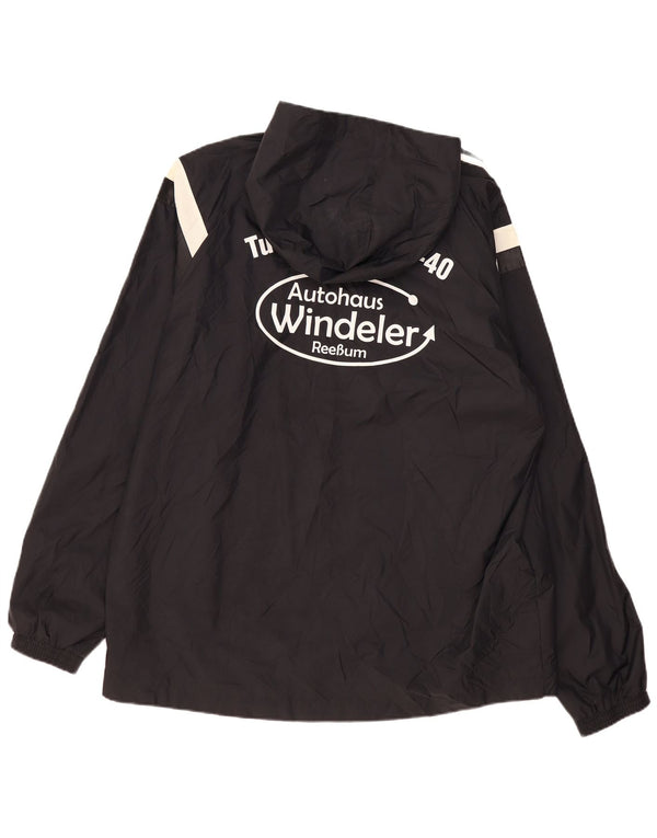 Jachetă de ploaie cu glugă grafică Adidas pentru bărbați UK 42 XL, poliamidă color bloc neagră