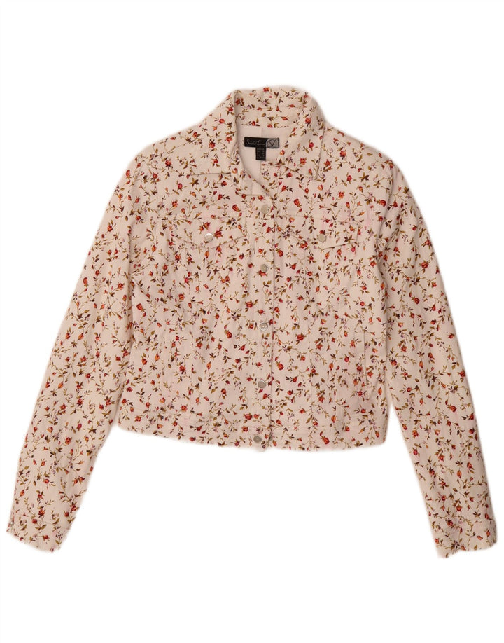 Smashed Lemon Jachetă Bomber pentru femei UK 10, Bumbac Floral Alb Mic