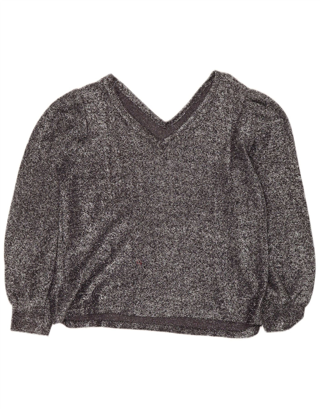 Vintage Top pentru femei cu mânecă lungă UK 12 Medium Silver Flecked
