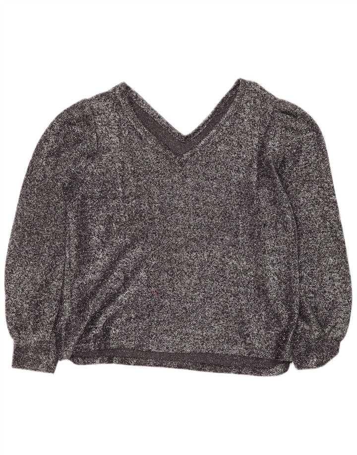 Vintage Top pentru femei cu mânecă lungă UK 12 Medium Silver Flecked