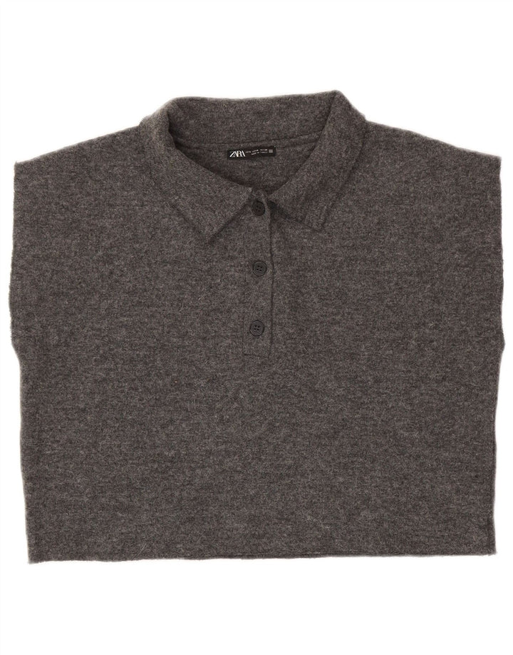 Tricou polo fără mâneci pentru femei Zara UK 14 Poliester mediu gri