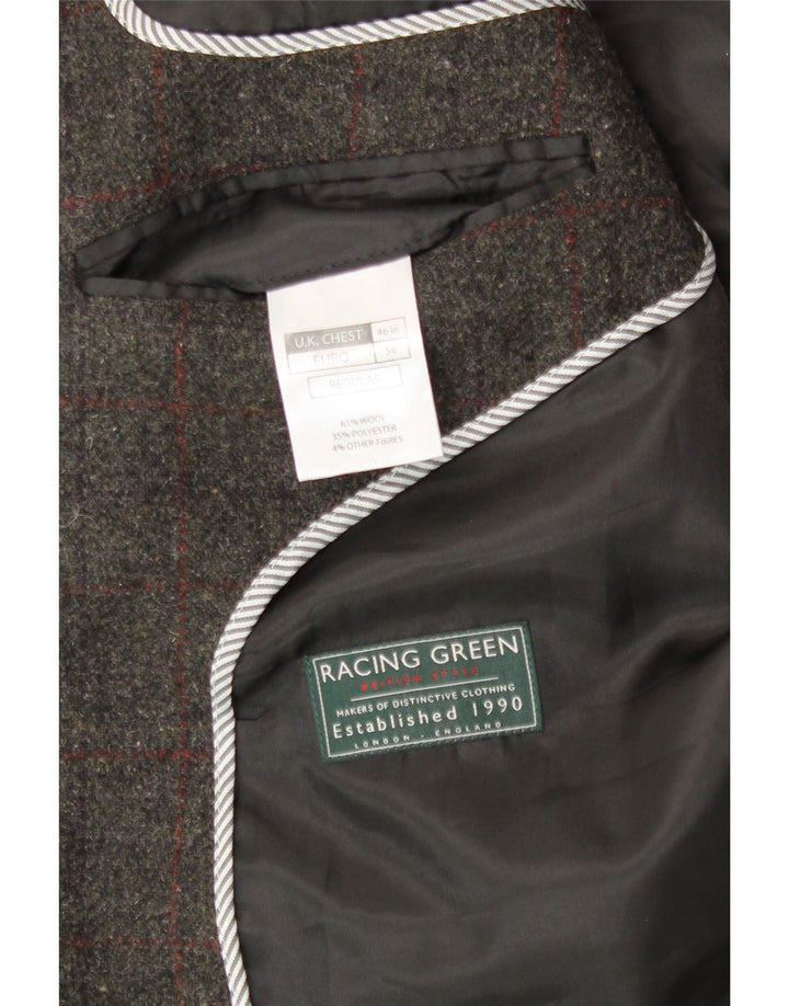 VINTAGE Jachetă pentru bărbați cu paragate obișnuite cu 3 nasturi, UK 46 3XL, gri Check