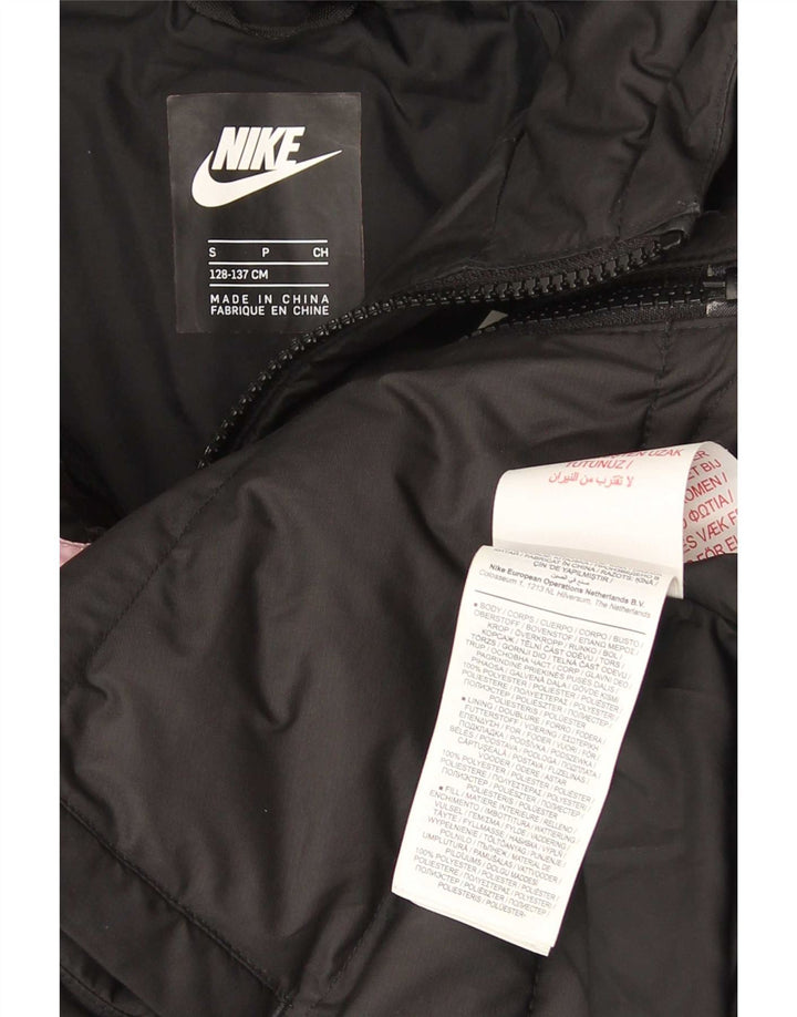 Jachetă căptușită cu glugă Nike pentru fete 8-9 ani, mică, neagră, din poliester