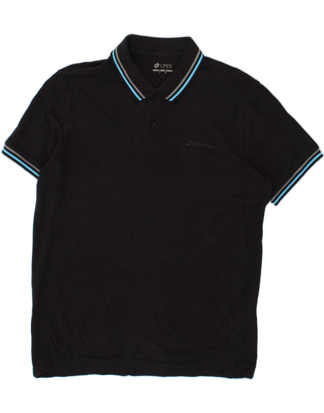 LOTTO Mens Polo Shirt Large Black Cotton Vintage Lotto and Second-Hand Lotto from Messina Hembry 