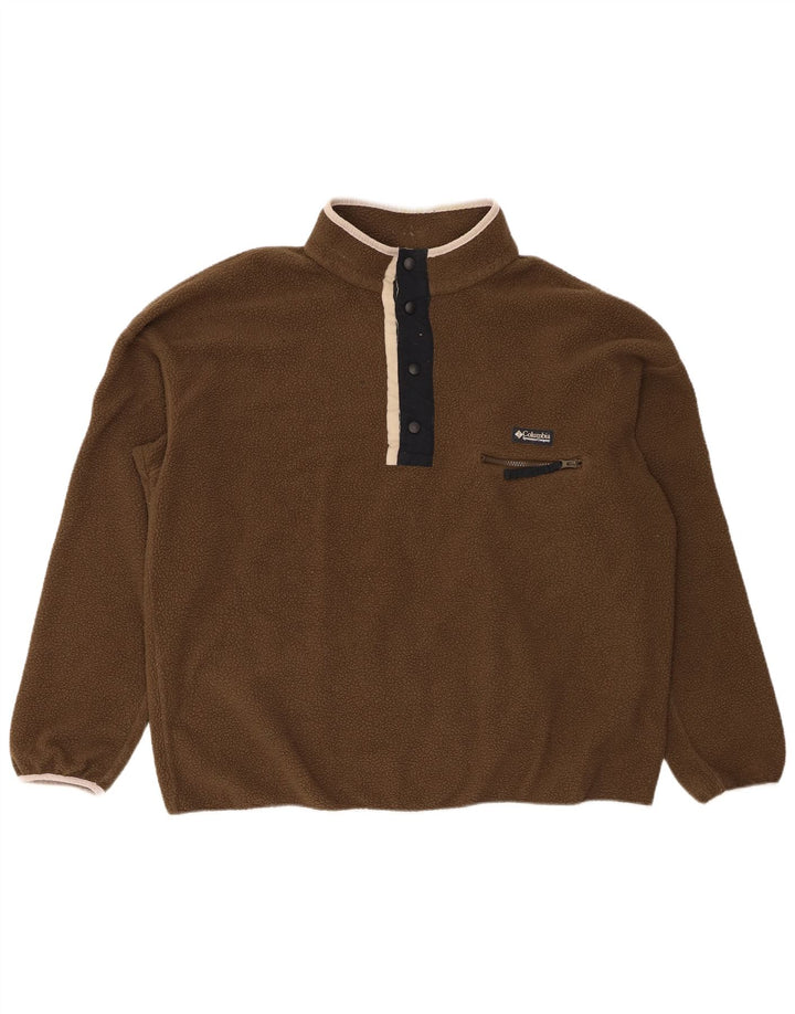 Pulover Columbia pentru bărbați, cu gât cu nasturi, din lână, poliester kaki 2XL